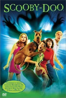 DVD cover art for Scoob-Doo, featuring the Mystery Inc. cast in front of a creature's shadow.