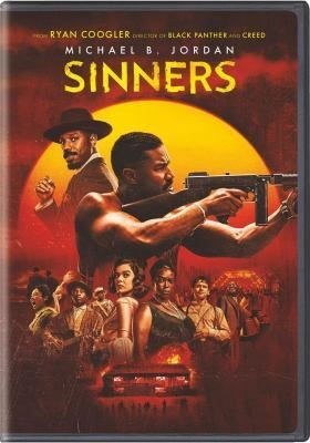 DVD cover art for Sinners, featuring the cast in costume in front of a sunset.