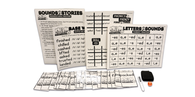 the contents of a Letters 2 Literacy Kit